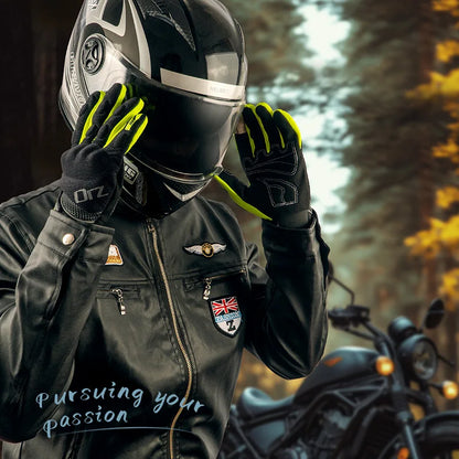 ORZ Motocross Anti-Skid Breathable Riding Racing Head Locomotive Touch Screen Full Finger Gloves Men Summer