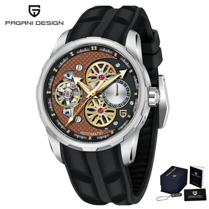 PAGANI DESIGN PD-YS022 Men's Mechanical Watch Tourbillon Skeleton Wristwatch For Men Fluorine Rubber Strap Automatic Watches