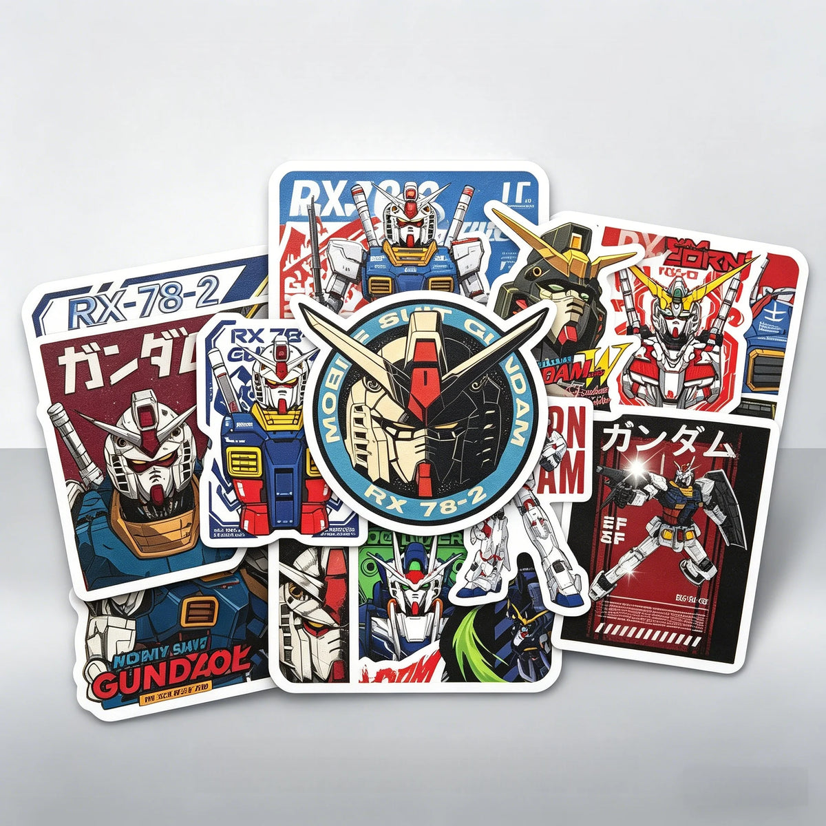 50 Gundam Anime Stickers, Suitable for Laptops, Suitcases, Skateboards, Phone Cases, DIY Graffiti Stickers