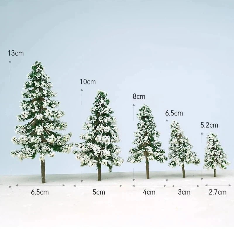 Xmas Christmas Decoration 5 Sizes Of Mini Snow Pine Model Scenery Trees For Winter Ornaments Crafts Home