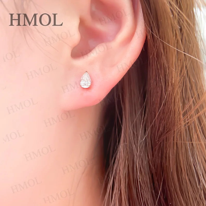 Lab Beads Stud Earring Moissanite 925 Silver Earrings 0.5/1/2/3Carat Pear Cut Water Drop Shape GRA Certificates For Women Party