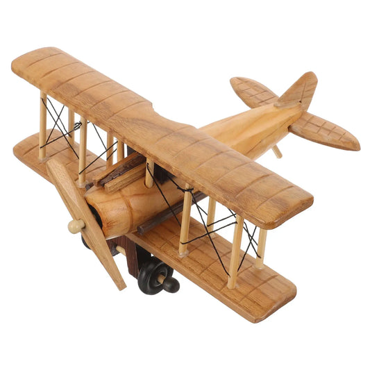 Retro Wooden Plane Toys Vintage Model Crafts Airplane Room Decor Ornament Wooden Airplane Figurine Model Home Decor Supplies