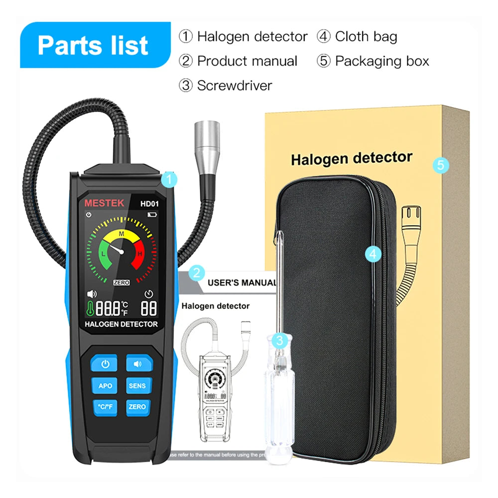 Air Conditioning Leak Detector Refrigerant Halogen Tester Meter HFC HCFC CFC PFC HFO R22 R32 R134A Combustible Gas Detector