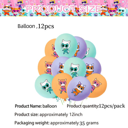 Superkittie Birthday Party Decoration Tableware Tablecloth Plate Cup Napkin Balloon Cake Decor superkitties Party Favors Supply