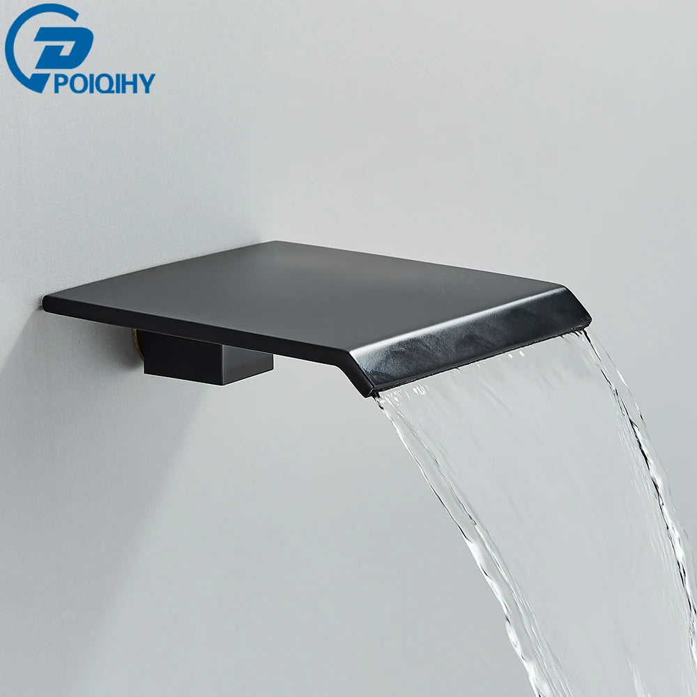 Brass Faucet Spout Black Bath Spout Golden Bathroom Faucet Accessory Waterfall Tub Spout Basin Water Outlet