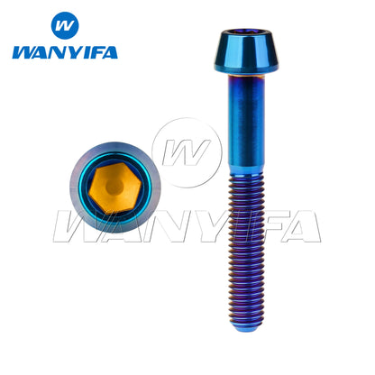 Wanyifa Titanium Bolts M8x 15 20 25 30 35 40 45 50 60 70mm Allen Key Taper Head Screw for Bicycle Motorcycle Car Ti Fastener