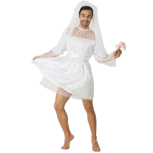 Adult Male Bride Dress Festival Party Stage Performance Costume Funny and Twisted Men's Wedding Dress Performance Costume