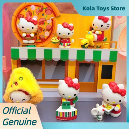 Authentic Hello Kitty Blind Box Pizza Shop Diary Series Cute Kt Figures Trendy Toy Desktop Ornament  Girls Valentine'S Day Gift