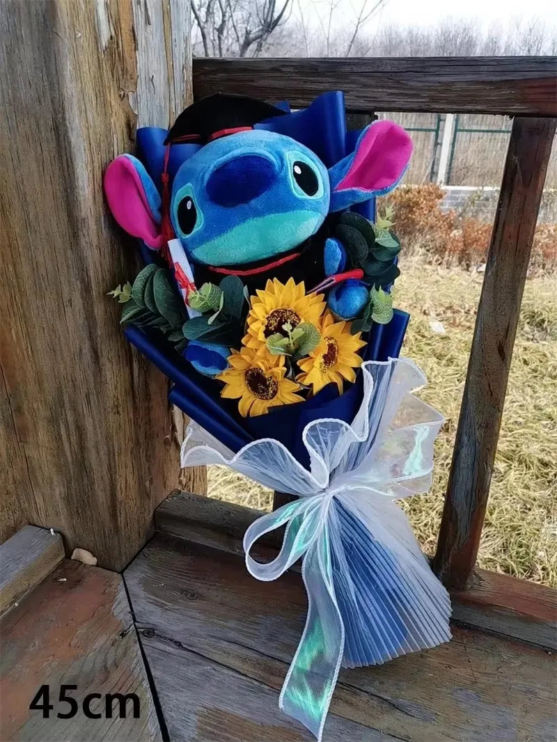 Cartoon Winnie the Pooh Pig Plush Bouquet Handmade Flower Bouquet Plush Doll Wedding Graduation Valentine Christmas Birthday Gif