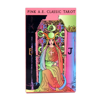 Pink A.E Classic Tarot Decks 78 Cards Divination Personal Use Tarot Deck Full English Version Oracles Deck for Girl Board Game