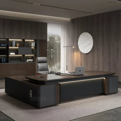 L Shape Luxury Office Desk Decoration Aesthetic Wooden Commercial Office Table Specialty Wooden Mesa Escritorio Furniture