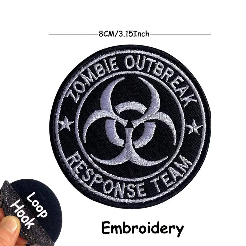 1PC,2PCS/ Umbrella Corporation PVC Rubber Morale Emblem,Biohazard Insignia Applique Embroidered patches,Tactical Backpack Badges