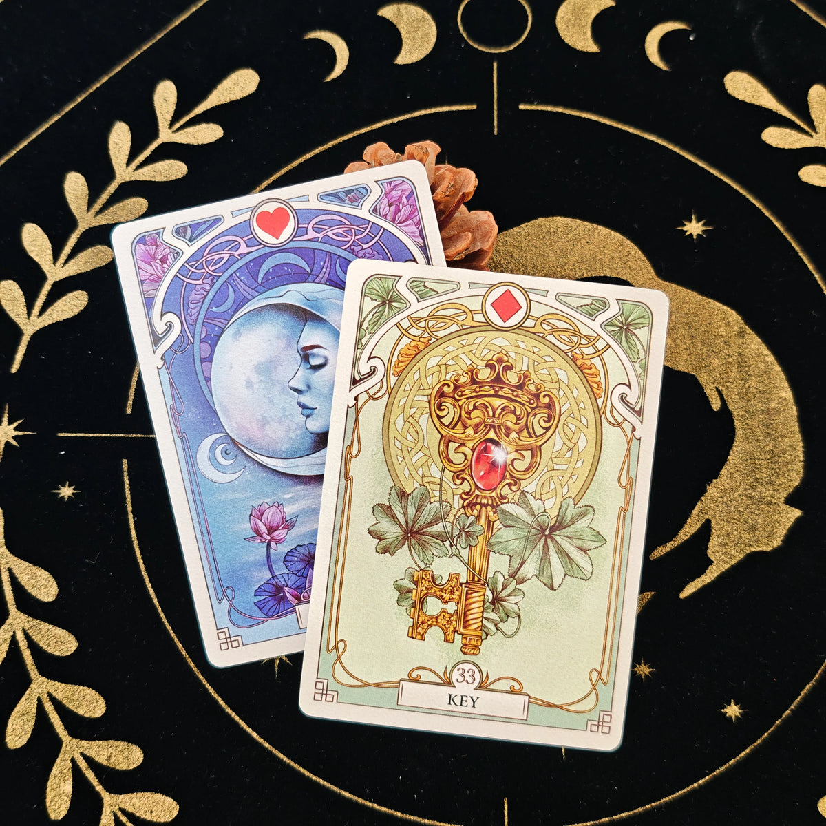 Romantic Lenormand Oracle Cards 37 Pcs Deck 10.2x7.2cm English Vision Art Nouveau Floral Motifs for Party Board Playing Games