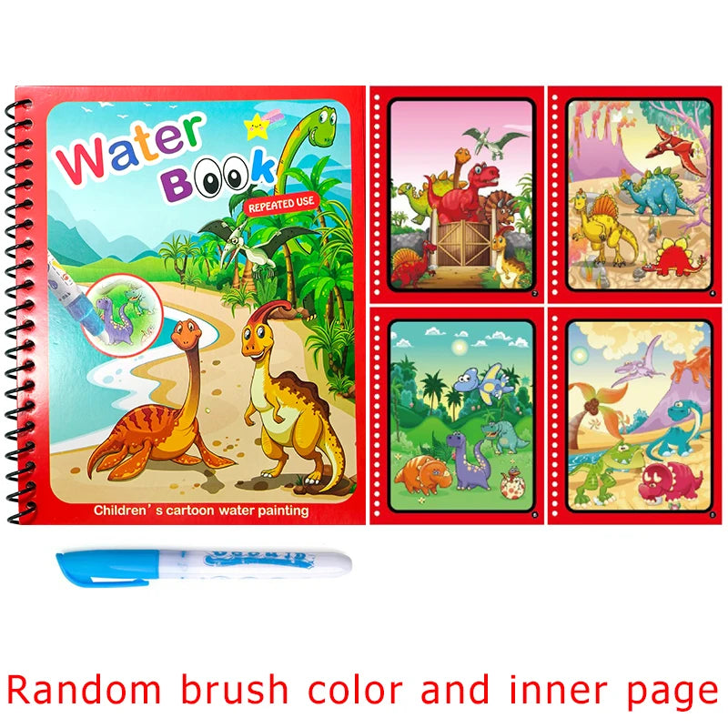 1Set Magic Water Drawing Book for Kids Reusable Water Coloring Book with Pen No Mess Painting Pad Early Educational Learning ZYF