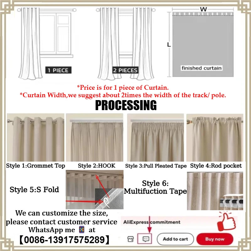 Custom Cream Luxury Beige Thick Chenille Curtains for Living Room Bedroom Dining Blackout Herringbone Texture Window Fashion