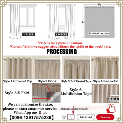 Custom Cream Luxury Beige Thick Chenille Curtains for Living Room Bedroom Dining Blackout Herringbone Texture Window Fashion