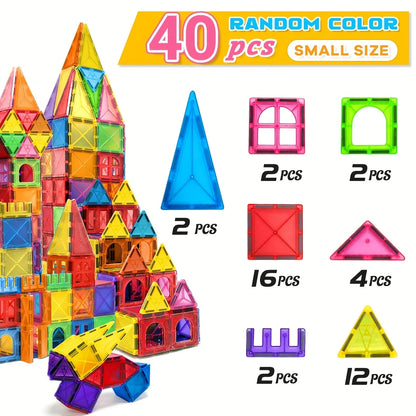 Magnetic building block toys, magnetic blocks, medium size stacked building and puzzle toys, creative and lively magnetic toys