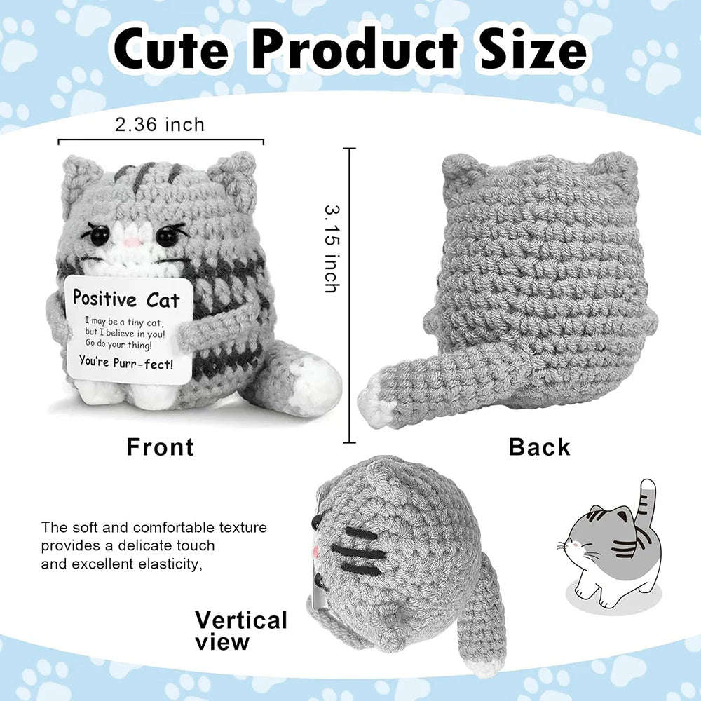 Positive Crochet Handmade Amigurumi Doll Emotional Support Pocket Hug Knit Plant Flower Encouragement Gift for Friends Coworker