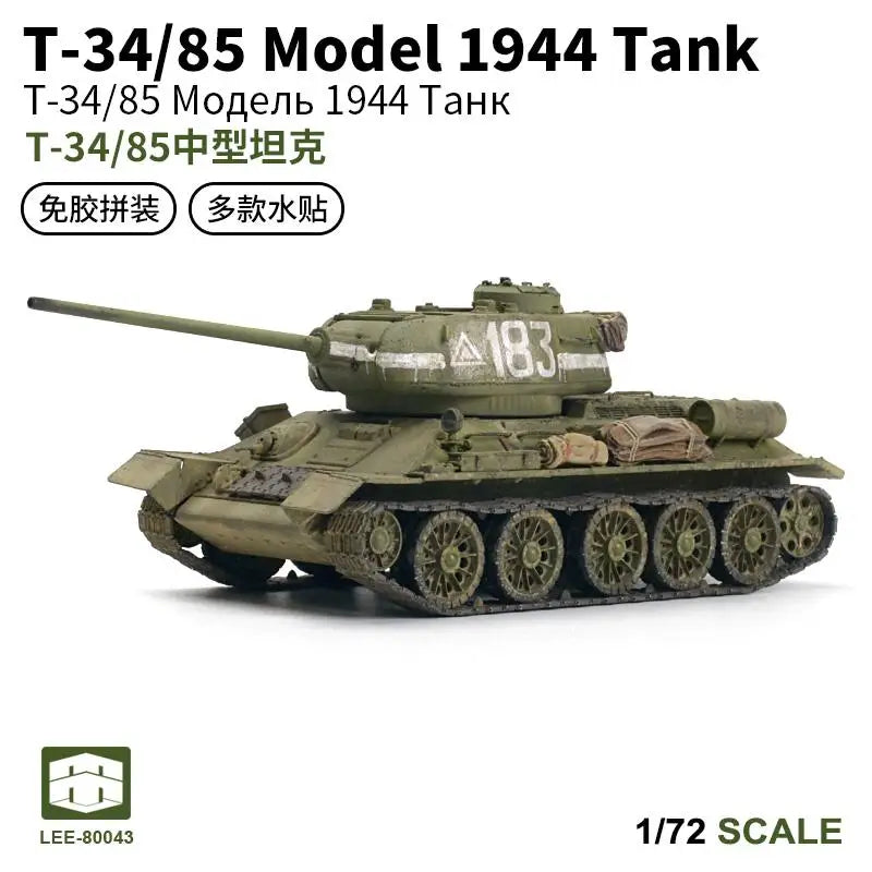 1/72 Soviet T-34/85 Medium Tank Glue-free Quick Fight Military Model Boy 80043
