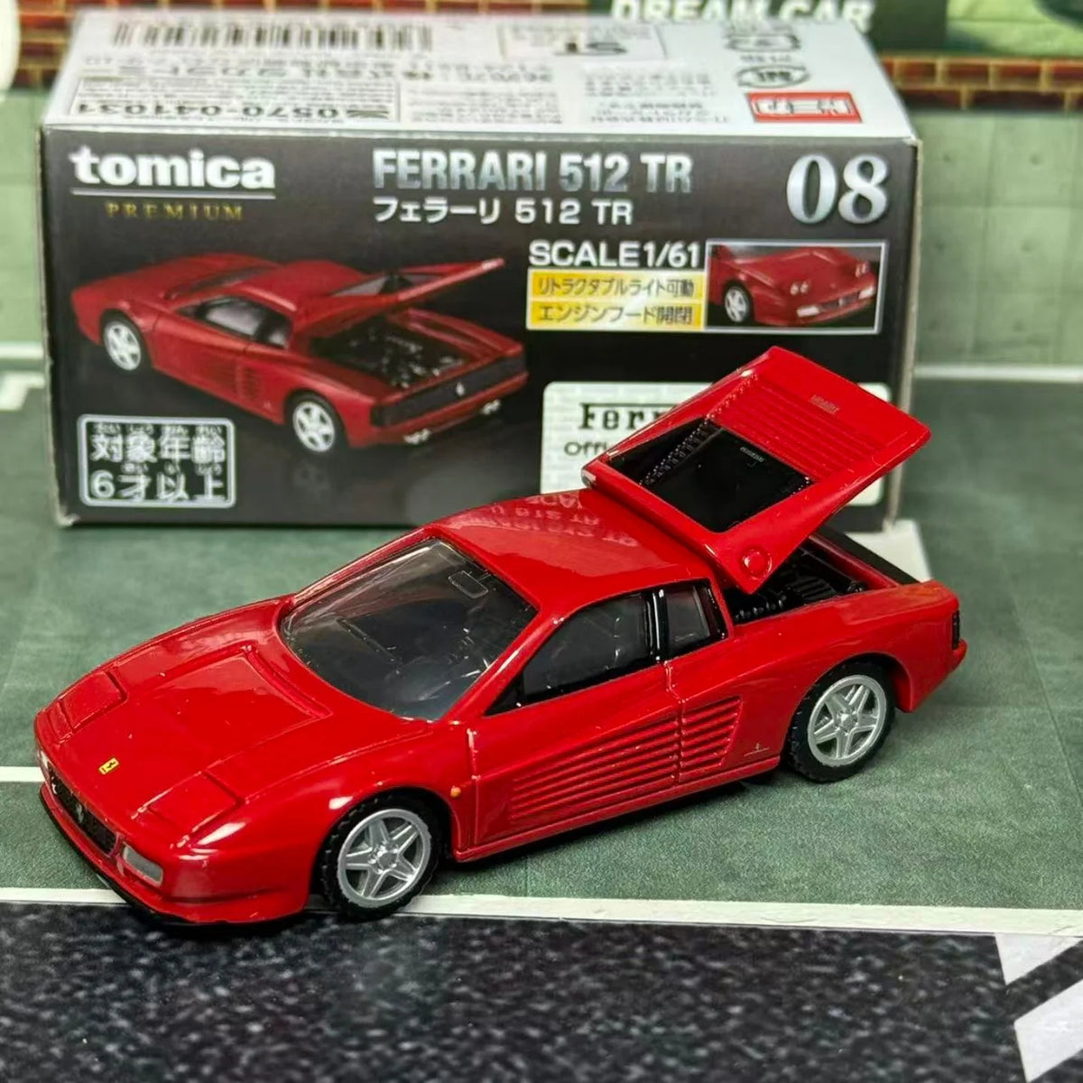 Takara Tomica Premium 08 Ferrari 512 TR Authentic Replica Diecast Car Vintage Supercar Alloy Vehicle Hobby Collectible Ornament