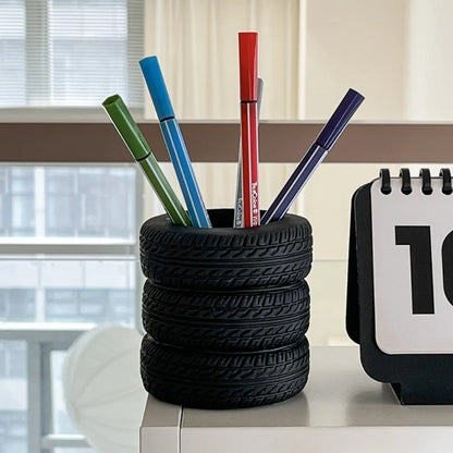1pcs Creative Tyre Shape Pen Holder - Unique Desktop Utensils Storage Box,Tyre Design,Make Your Desktop More Neat and Beautiful!
