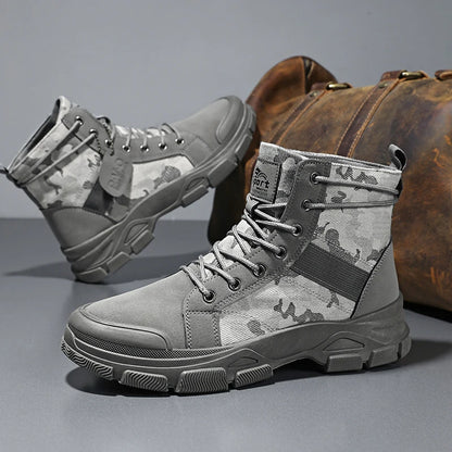 High-Top Work Boots, Outdoor Wear-Resistant Thick-Soled Boots, Versatile Casual Short Boots for Men and Women, Non-Slip Height-Increasing Desert Boots
