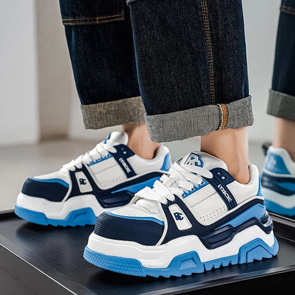 Men's Thick-Soled Height-Increasing Casual Sports Shoes, Low-Top Lace-Up Style, Wear-Resistant Sole, Comfortable and Anti-Slip,