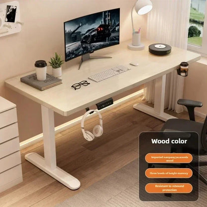Solid Wood Electric Lifting Desk, Intelligent Computer Desk, Adjustable Gaming Desk, Home Learning and Office Desks, Workbench