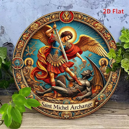 CIFBUY Retro Vintage Archangel Michael Aluminum Wall Art Weatherproof Durable Alloy Decor for Home Kitchen Cafe Prayer