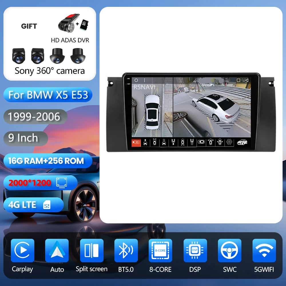Android 16 Carplay Auto 2K Screen Car Radio Multimedia Player For BMW M5 E39 1995-2006 E53 X5 M5 2din Autoradio Stereo Head Unit