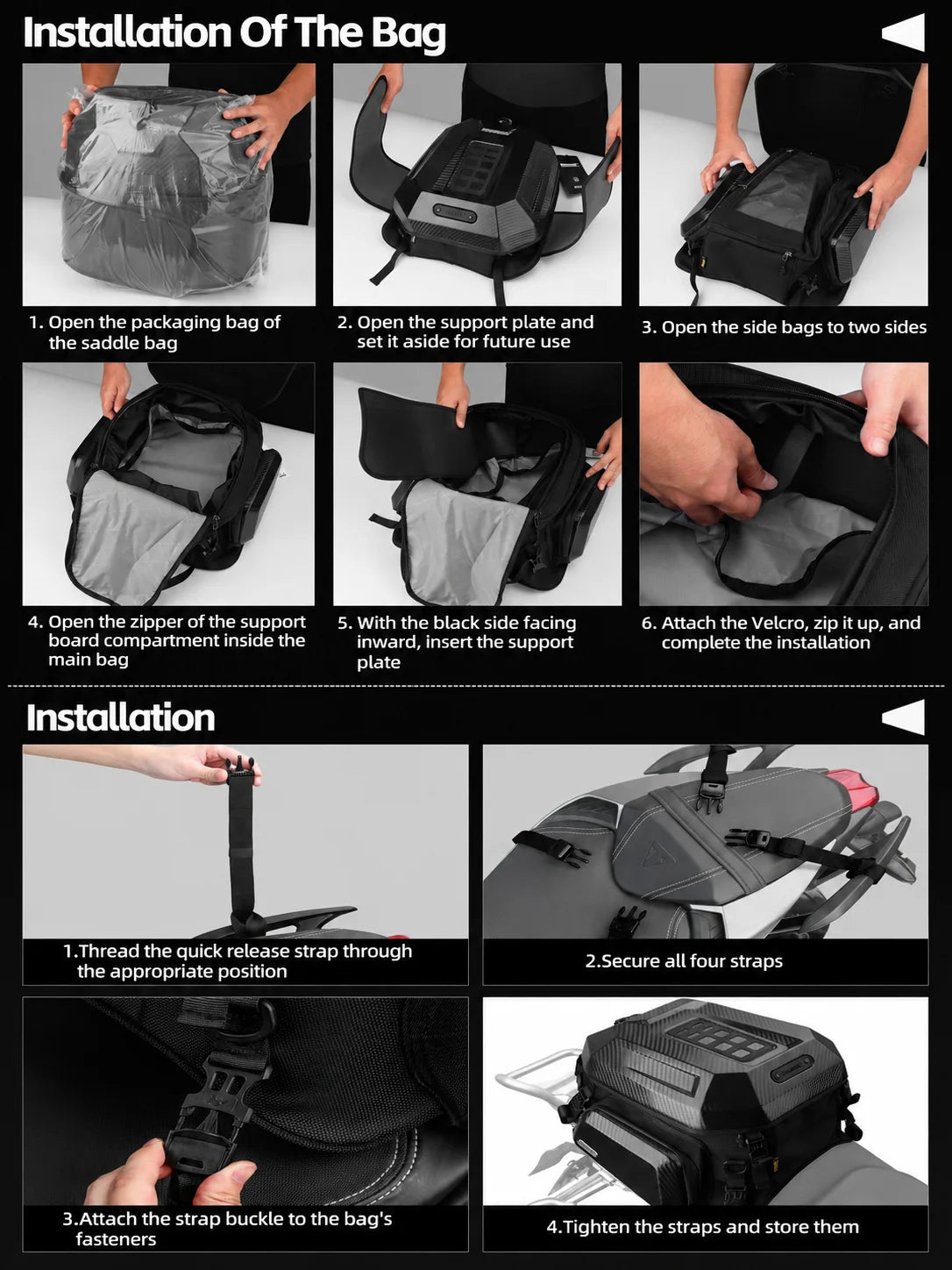 Rhinowalk Motorcycle Helmet Tail Bag 23L-35L Expandable Waterproof Rear Seat Bag Backpack for Street Sport ADV Bikes Storage New