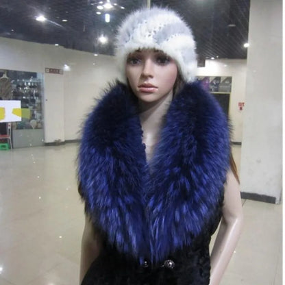 Real Raccoon Fur Collar Women Natural Fur Scarf  Winter Large Size Warm Wraps  Furry Fur Scarves for Coat Jackets Collars