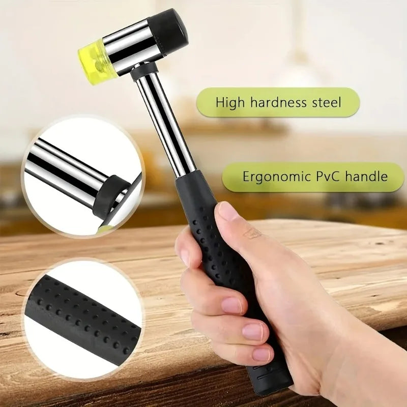 Soft Plastic Double-Sided Rubber Mallet for Jewelry Leather Craft Woodwork & Flooring Installation - Durable Hammer