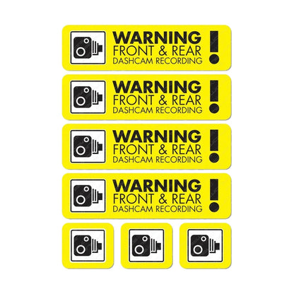 Pack of 7 ash Cam Recording Stickers CCTV In Car Video Camera Decal Sticker PRINTED