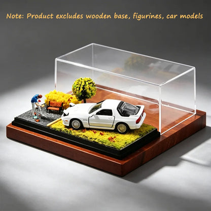 New 1:64 Car Model Scene Display Box Trendy Model Ornament Spring Summer Autumn Winter Four‑Season Grass Base Home Decorations