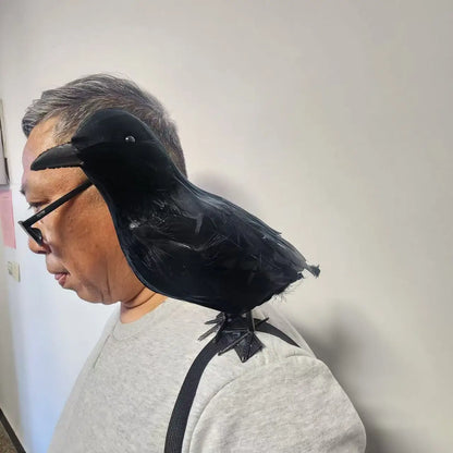 Halloween Simulation Crow Shoulder Crow with Elastic Band Dance Cosplay Costume Accessories Crow Props Holiday Ornaments