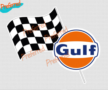 Gulf Gas Engine Oil Gulf with Flag Vinyl Decal Sticker Waterproof Tonkin Gulf Yacht Club Sticker Decal Racing Pinup Art