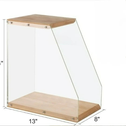 Wooden Record Rack Tabletop Ornament Transparent Vinyl Record Display Rack Tape Book Storage Box Solid Wood Storage Rack