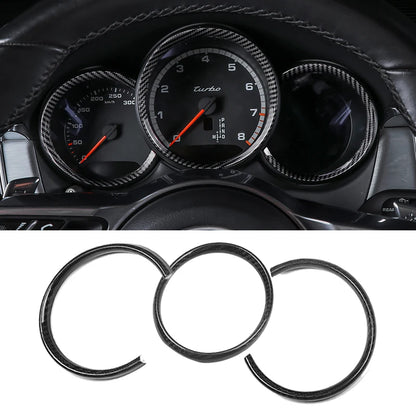 ABS Car Dashboard Trim Ring Cover Carbon Fiber Style Accessories For Porsche Macan Boxster 718 Cayman