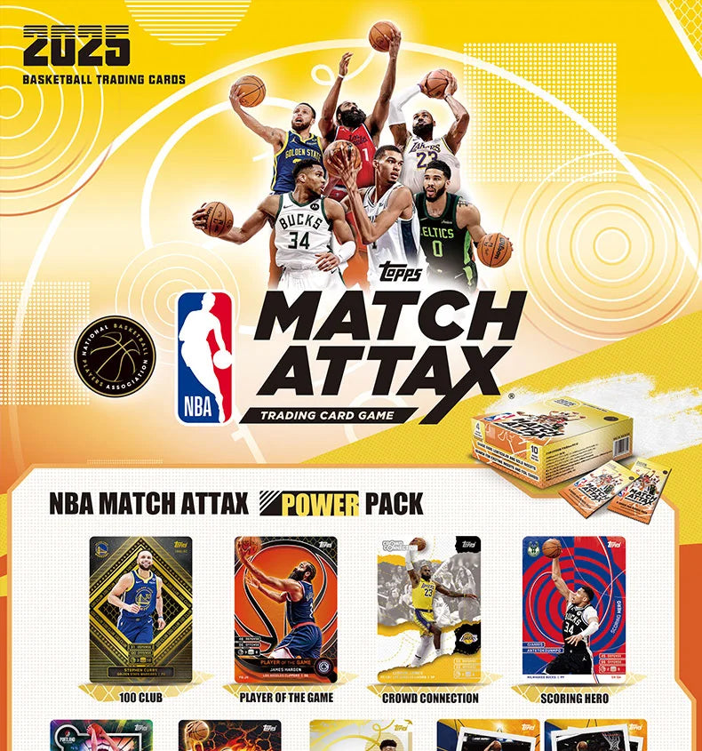 KAYOU NBA 2025 Season Supercharged Starter Pack MATCH ATTAX Basketball Game Cards Power-Up Collector Set Hot Gift Idea for Kids