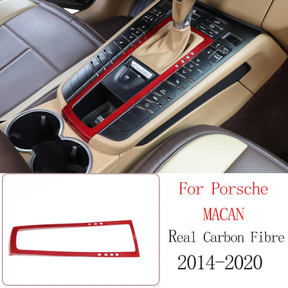 Real Carbon Fiber For Porsche Macan 2014-2020 Inner Door Central Control Gear Panel Cover Door Sill Trim Stickers Accessories