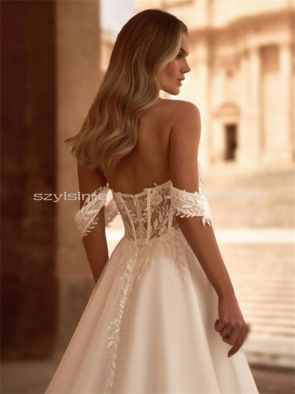 Off Shoulder Wedding Dress A-Line Evening Dresses Customizable Vestido De Novia سعيد شارون فساتين سهر