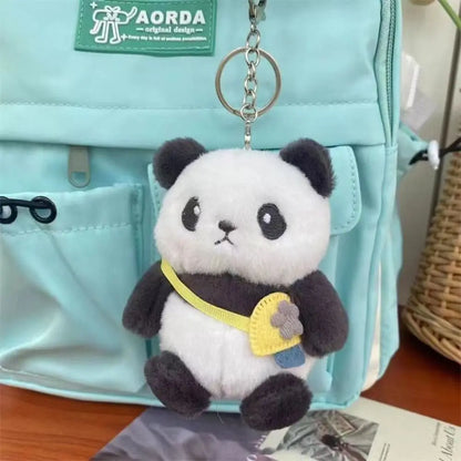 Plush Animal Keychains Cute Panda Doll Keyrings Creative Car Keys Accessories Couple Keychains Bag Kawaii Pendant Charms