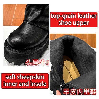 18cm Super Increasing Shoes Women Boots Trend Platform Short Boots Cool Girls Black Punk Booties 14cm Chunky Shoes Ankle Boots