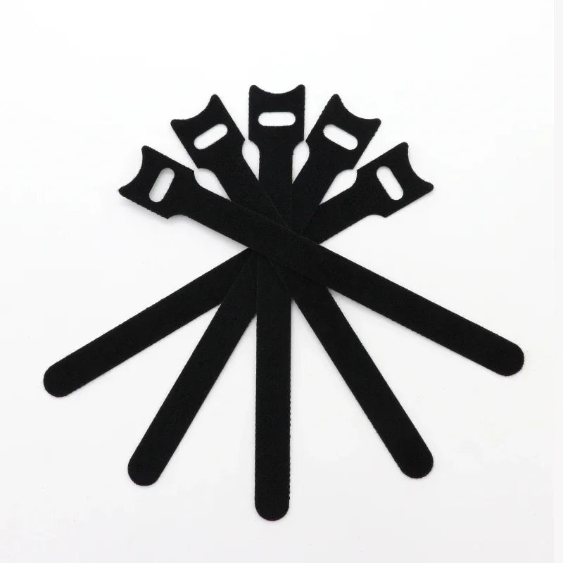 Releasable Cable Ties Wire Organizer Black 15 20 25 30cm Nylon Hook Loop Straps Wrap Zip Bundle Bandage Tie Plastics Fastening