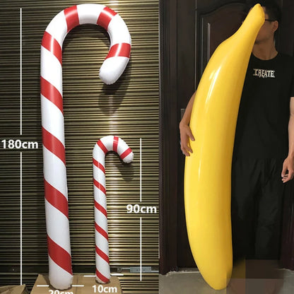 Giant Banana Decoration Inflatable Christmas Canes Lollipop Balloon for Home Party Ornaments Bar Atmosphere Props