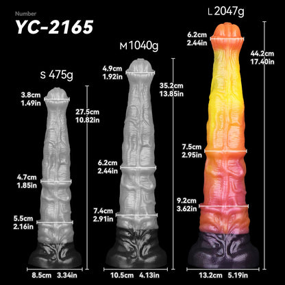 FAAK Colorful Silicone Ribbed Fantasy Horse Knot Dildo with Suction Cup Anal Sex Toys Soft Girthy Huge Fake Penis for Women