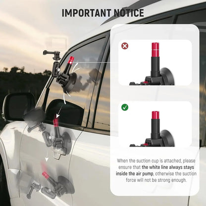 NEEWER Triple Suction Cup Car Mount Kit with Action Camera Adapter,2in1 Extension Pole Selfie Stick For GoPro Insta360 CA065