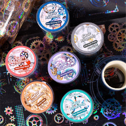 50mm * 2m Gear Fantasy Series Punk Cyberpunk Style PET Stickers Creative Handbook DIY Handmade Scrapbook Aesthetic Stickers