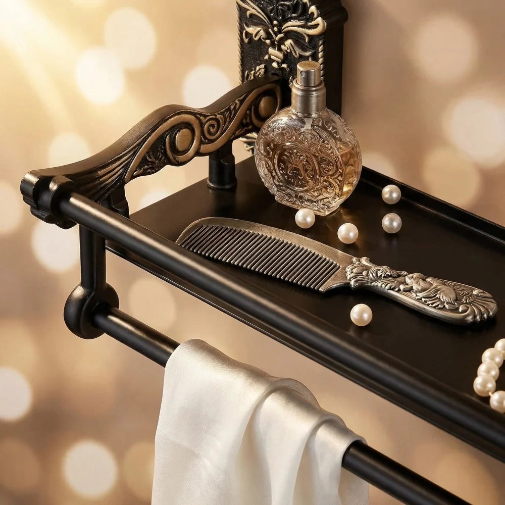 Bathroom Wall Shelves , Antique Bronze Shampoo Holder Bath Shelf Black Bathroom Hardware